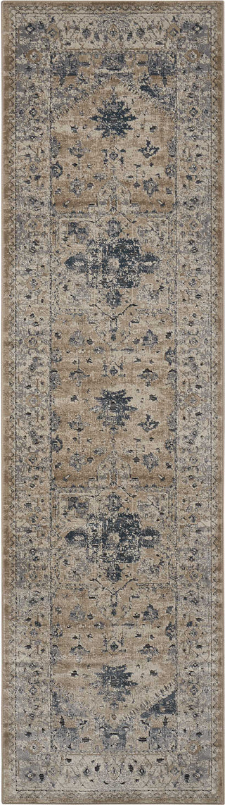 Nourison Ki25 Malta MAI02 Beige Blue Area Rug by Kathy Ireland 2'2'' X 7'7'' Runner