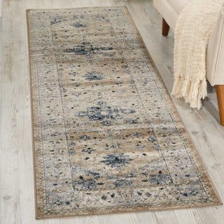 Nourison Ki25 Malta MAI02 Beige Blue Area Rug by Kathy Ireland 2' X 8'