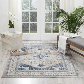 Nourison Ki25 Malta MAI02 Beige Blue Area Rug by Kathy Ireland Room Image Feature