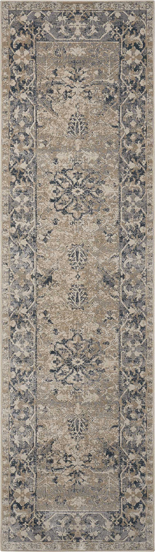 Nourison Ki25 Malta MAI05 Ivory Blue Area Rug by Kathy Ireland 2'2'' X 7'7'' Runner