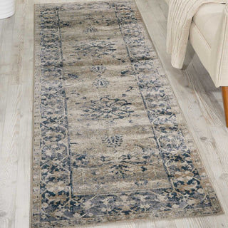 Nourison Ki25 Malta MAI05 Ivory Blue Area Rug by Kathy Ireland 2' X 8'