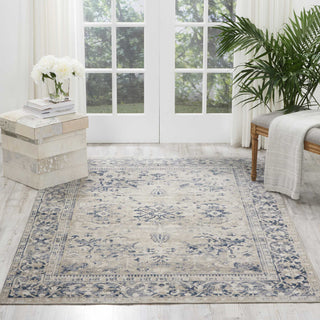 Nourison Ki25 Malta MAI05 Ivory Blue Area Rug by Kathy Ireland Room Image Feature