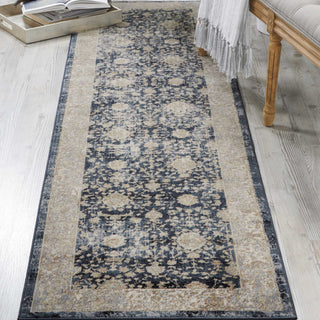 Nourison Ki25 Malta MAI07 Navy Area Rug by Kathy Ireland 2' X 8'