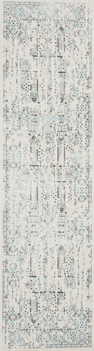 Nourison Ki34 Silver Screen KI343 Ivory/Teal Area Rug by Kathy Ireland 2'2'' X 7'6'' Runner