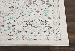 Nourison Ki34 Silver Screen KI343 Ivory/Teal Area Rug by Kathy Ireland Corner