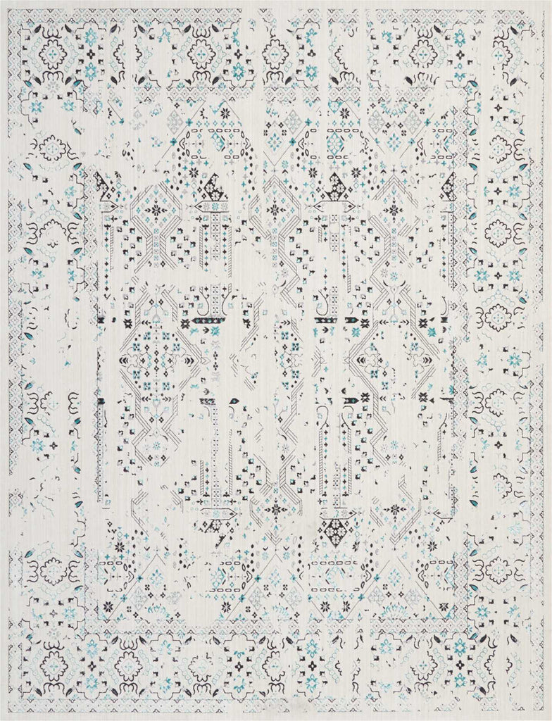 Nourison Ki34 Silver Screen KI343 Ivory/Teal Area Rug by Kathy Ireland 8' X 10' Main Image