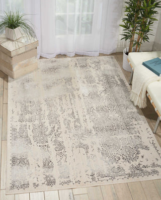 Nourison Ki34 Silver Screen KI344 Ivory/Grey Area Rug by Kathy Ireland Room Scene Featured