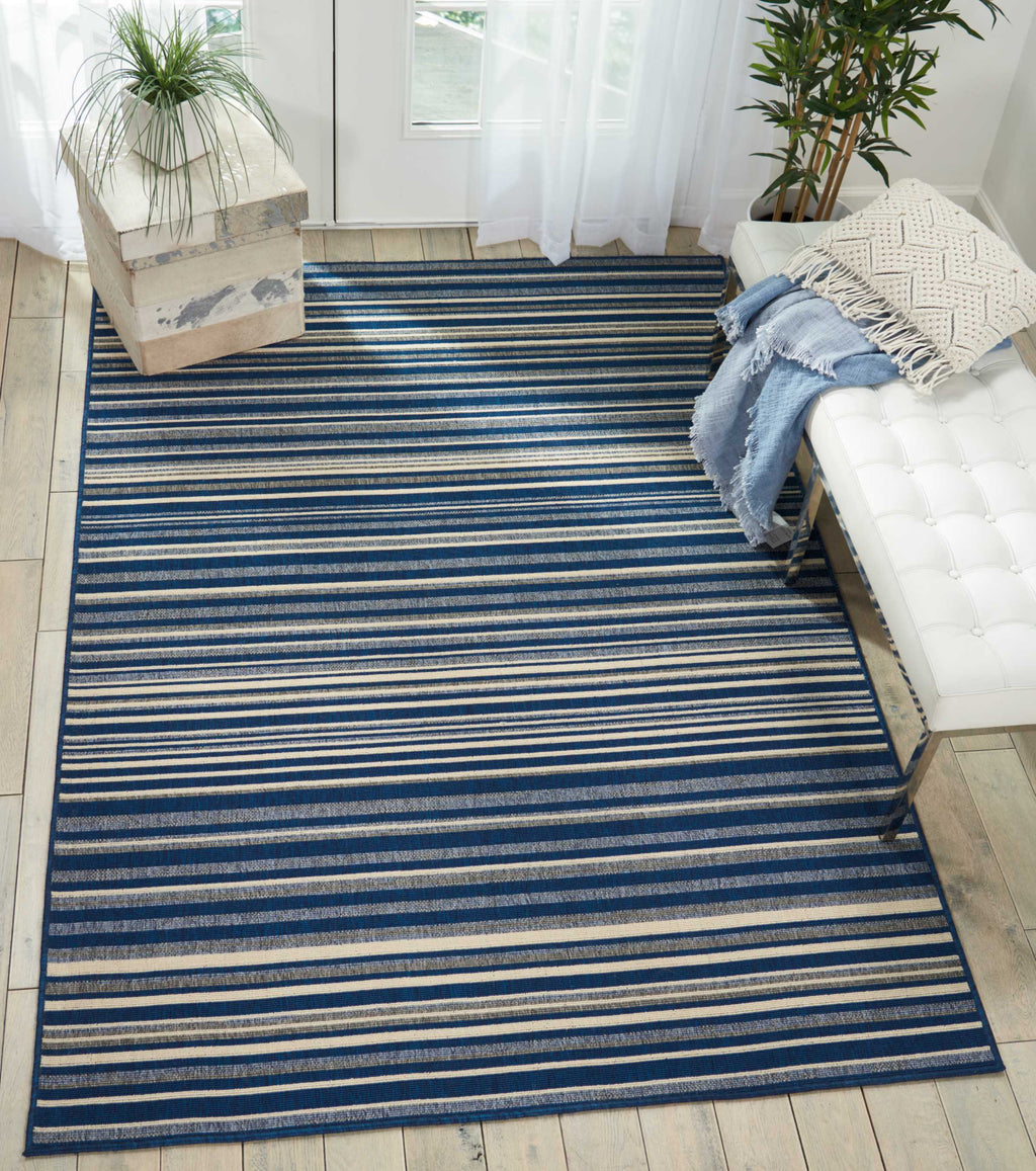 Nourison Bbl21 Lido LID01 Navy/Cream Area Rug by Barclay Butera Room Image Feature