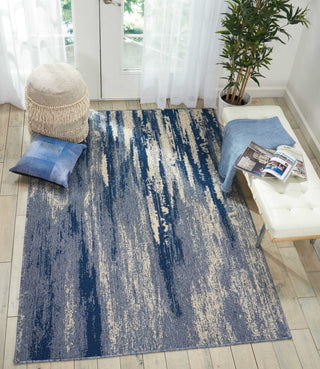 Nourison Bbl21 Lido LID04 Blue/Cream Area Rug by Barclay Butera Room Image Feature