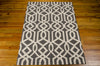 Nourison Linear LIN05 Grey Ivory Area Rug 5' X 7' Floor Shot Feature