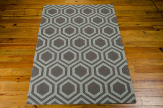 Nourison Linear LIN07 Grey Aqua Area Rug 5' X 7' Floor Shot Feature