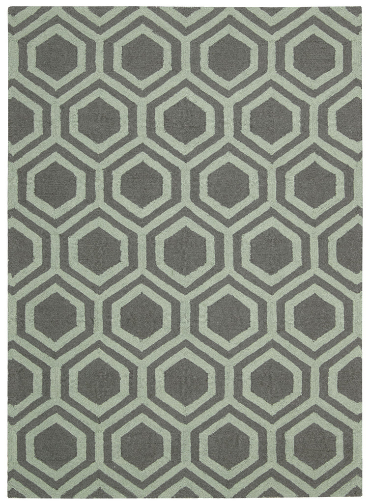 Nourison Linear LIN07 Grey Aqua Area Rug main image