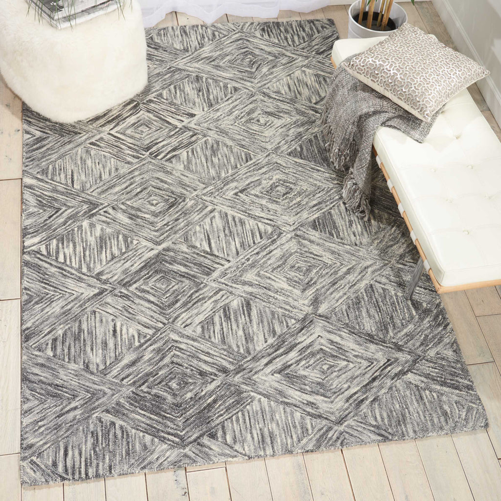 Nourison Linked LNK01 Charcoal Area Rug Room Image Feature