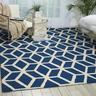 Nourison Linear LIN01 Blue Ivory Area Rug Room Image Feature