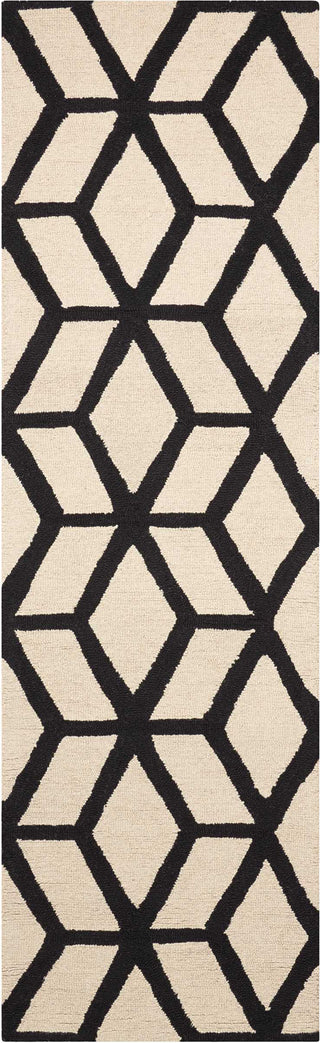 Nourison Linear LIN01 Ivory Black Area Rug 2'3'' X 7'6'' Runner