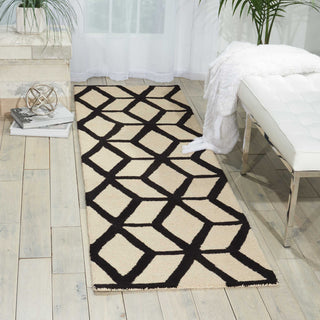 Nourison Linear LIN01 Ivory Black Area Rug Room Image Feature