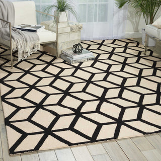 Nourison Linear LIN01 Ivory Black Area Rug Room Image Feature