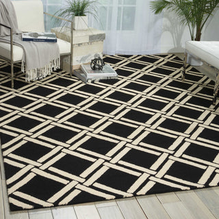 Nourison Linear LIN04 Black White Area Rug Room Image Feature