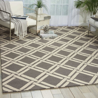 Nourison Linear LIN04 Grey Ivory Area Rug Room Image Feature