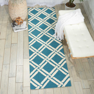 Nourison Linear LIN04 Teal Ivory Area Rug Room Image