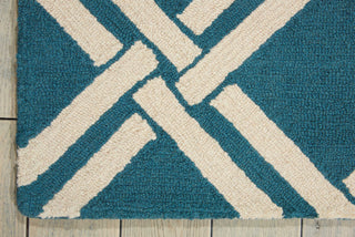 Nourison Linear LIN04 Teal Ivory Area Rug Corner Image