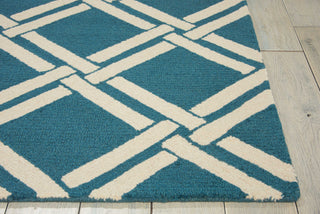 Nourison Linear LIN04 Teal Ivory Area Rug Detail Image