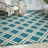 Nourison Linear LIN04 Teal Ivory Area Rug Room Image Feature