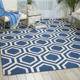 Nourison Linear LIN07 Blue Ivory Area Rug Room Image Feature