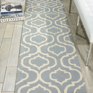 Nourison Linear LIN15 Light Blue Area Rug Room Image Feature