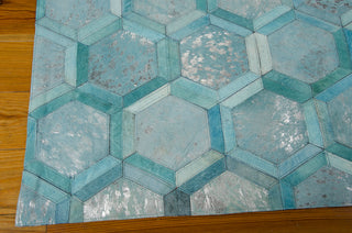 Nourison City Chic MA100 Turquoise Area Rug by Michael Amini 6' X 8' Corner Shot