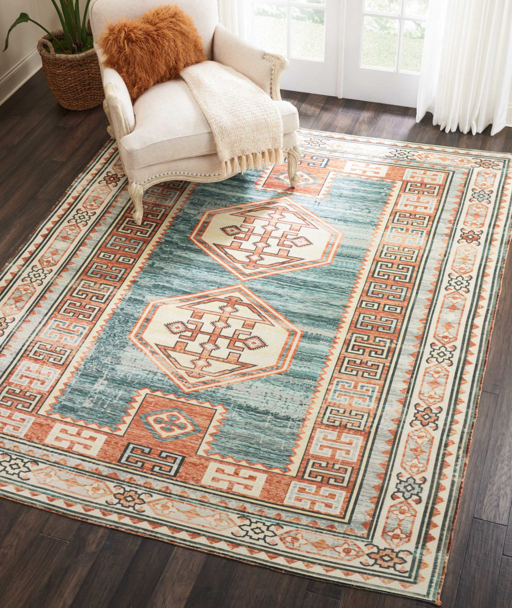 Nourison Madera MAD04 Teal Green Area Rug Room Image Feature