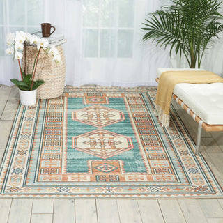 Nourison Madera MAD04 Teal Green Area Rug Room Image