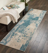 Nourison Maxell MAE13 Ivory/Teal Area Rug Room Image Feature