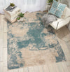 Nourison Maxell MAE13 Ivory/Teal Area Rug Room Image Feature