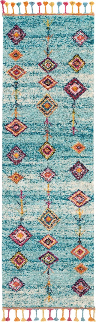 Nourison Moroccan Casbah MCB04 Aqua Area Rug 2'3'' X 8' Runner