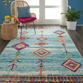 Nourison Moroccan Casbah MCB04 Aqua Area Rug Room Image Featured