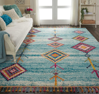 Nourison Moroccan Casbah MCB04 Aqua Area Rug Room Scene 2