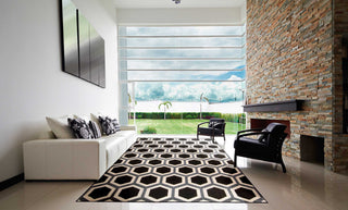 Nourison Nova NO105 Black/White Area Rug Room Image Feature