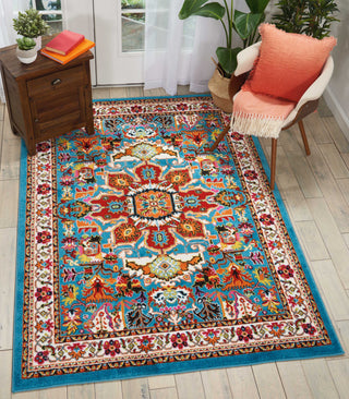 Nourison Oakdale OKD06 Blue Area Rug Room Image Feature