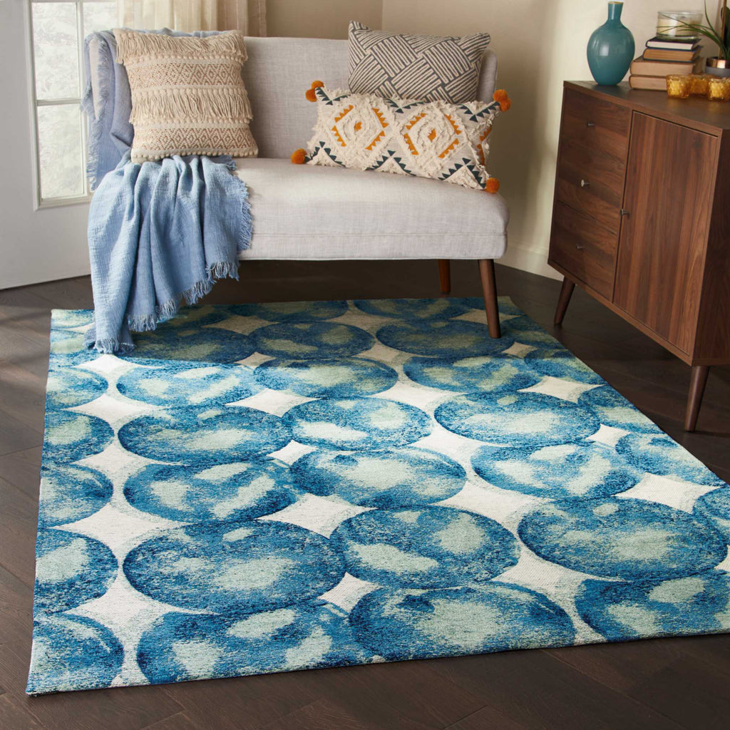Nourison Studio Nyc Collection OM005 Aqua/Navy Area Rug by Design Room Image Feature