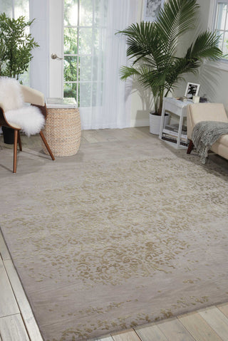 Nourison Opaline OPA08 Silver Area Rug Room Image Feature