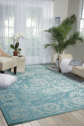 Nourison Opaline OPA12 Aqua Area Rug Room Image Feature