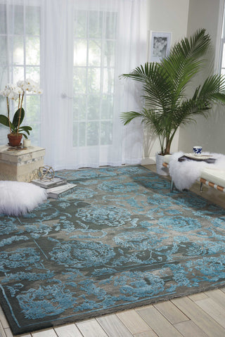 Nourison Opaline OPA12 Charcoal Blue Area Rug Room Image Feature