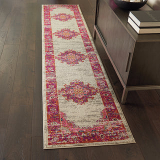 Nourison Passion PSN03 Ivory/Fushia Area Rug 2' X 10'