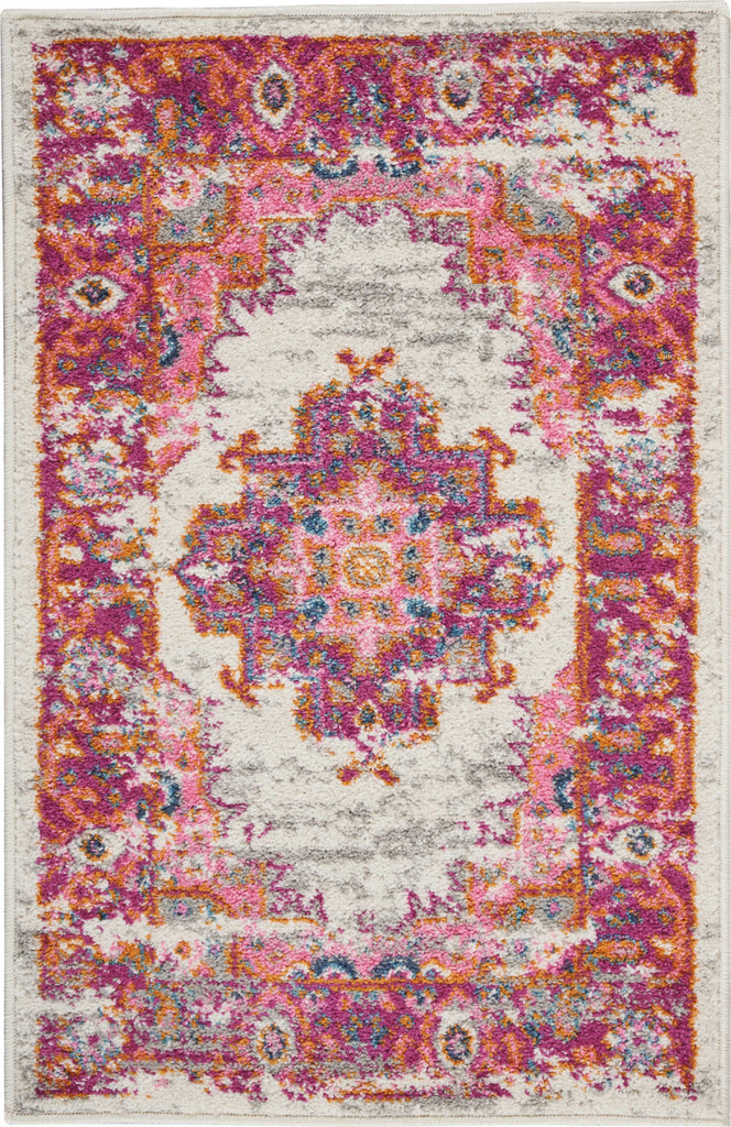 Nourison Passion PSN03 Ivory/Fushia Area Rug 22'' X 34''