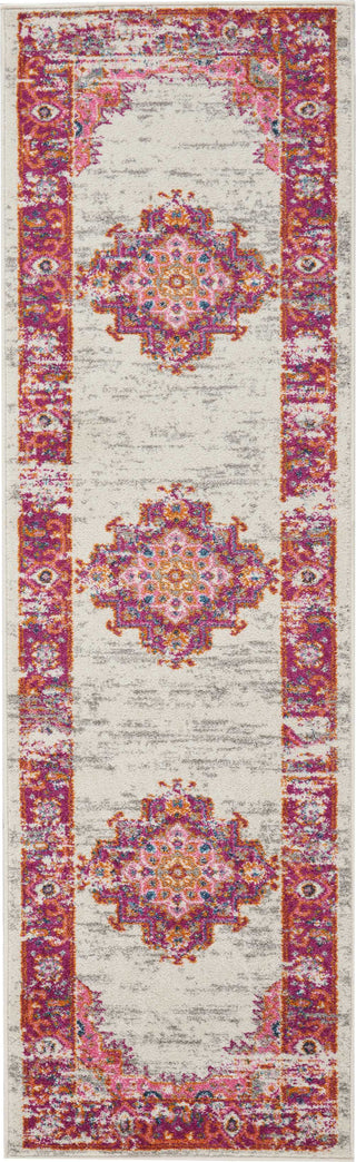 Nourison Passion PSN03 Ivory/Fushia Area Rug 2'2'' X 7'6'' Runner