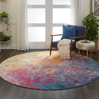 Nourison Passion PSN10 Sunburst Area Rug Room Scene 5 Round