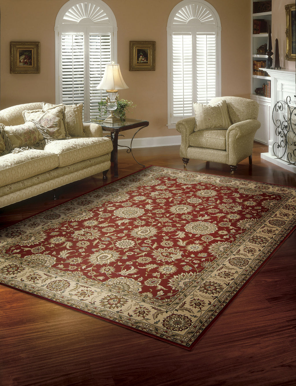 Nourison Persian Crown PC002 Red Area Rug 8' X 11' Living Space Shot Feature