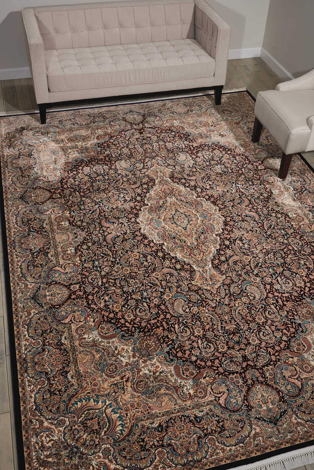 Nourison Persian Palace PPL02 Navy Area Rug Room Image Feature