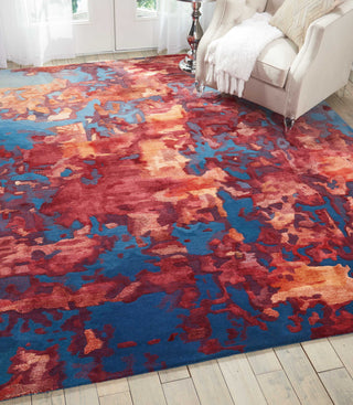 Prismatic PRS13 Blue/Flame Area Rug by Nourison